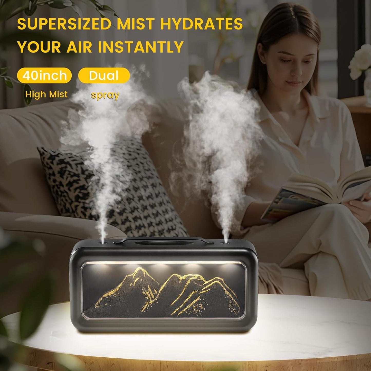 HEEYCEM Small Humidifiers for Bedroom, 600ml Cool Mist Top Fill Humidifier for Baby Nursery, Ultra Quiet 23dB, Air Humidifier with Night Light,for Plants,Home, Office (Black)