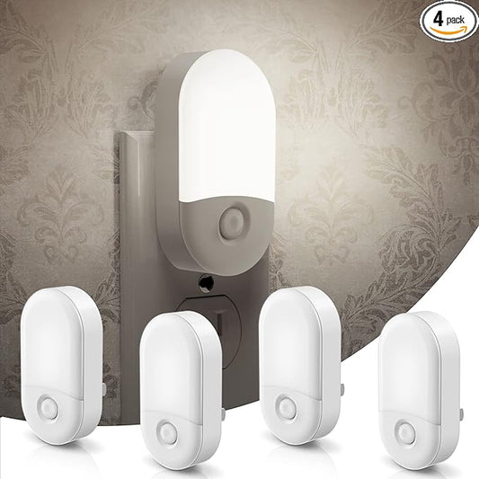 L LOHAS LED Night Light Plug in, 4 Pack 0.6W LED Night Light for Kids, Auto Dusk to Dawn Sensor Bright Nightlight, Daylight White 5000K, 30/60lm Small Night-Lights for Adults, Hallway, Kitchen, Stairs