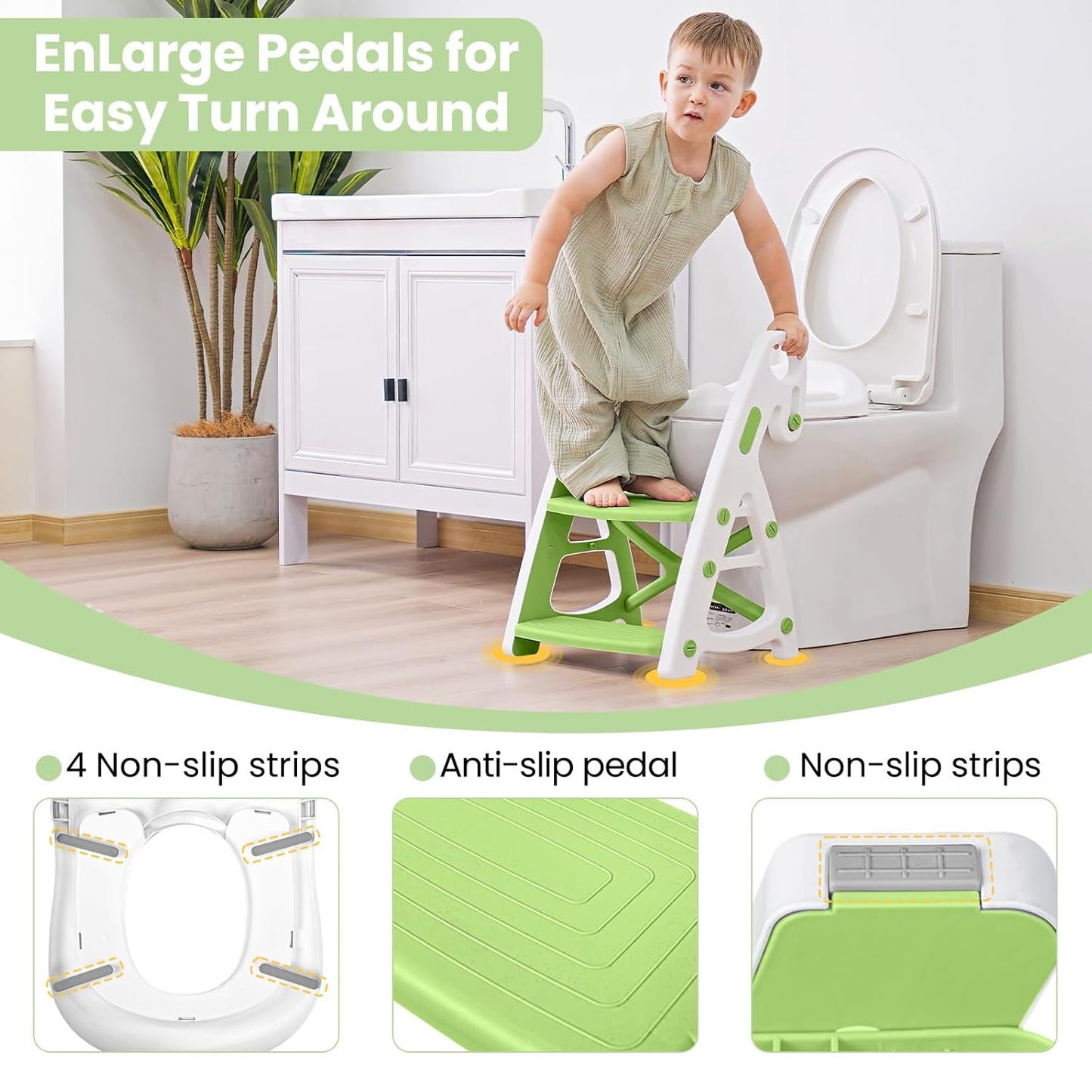 Potty Training Seat, Primlect Upgrade Ultra-Stable Toddler Toilet Seat for Kids Boys Girls, 2 in 1 Potty Training Toilet with Step Stool, Adjustable Seat and Ladder, Non-Slip Pad, Splash Guard (Grey)
