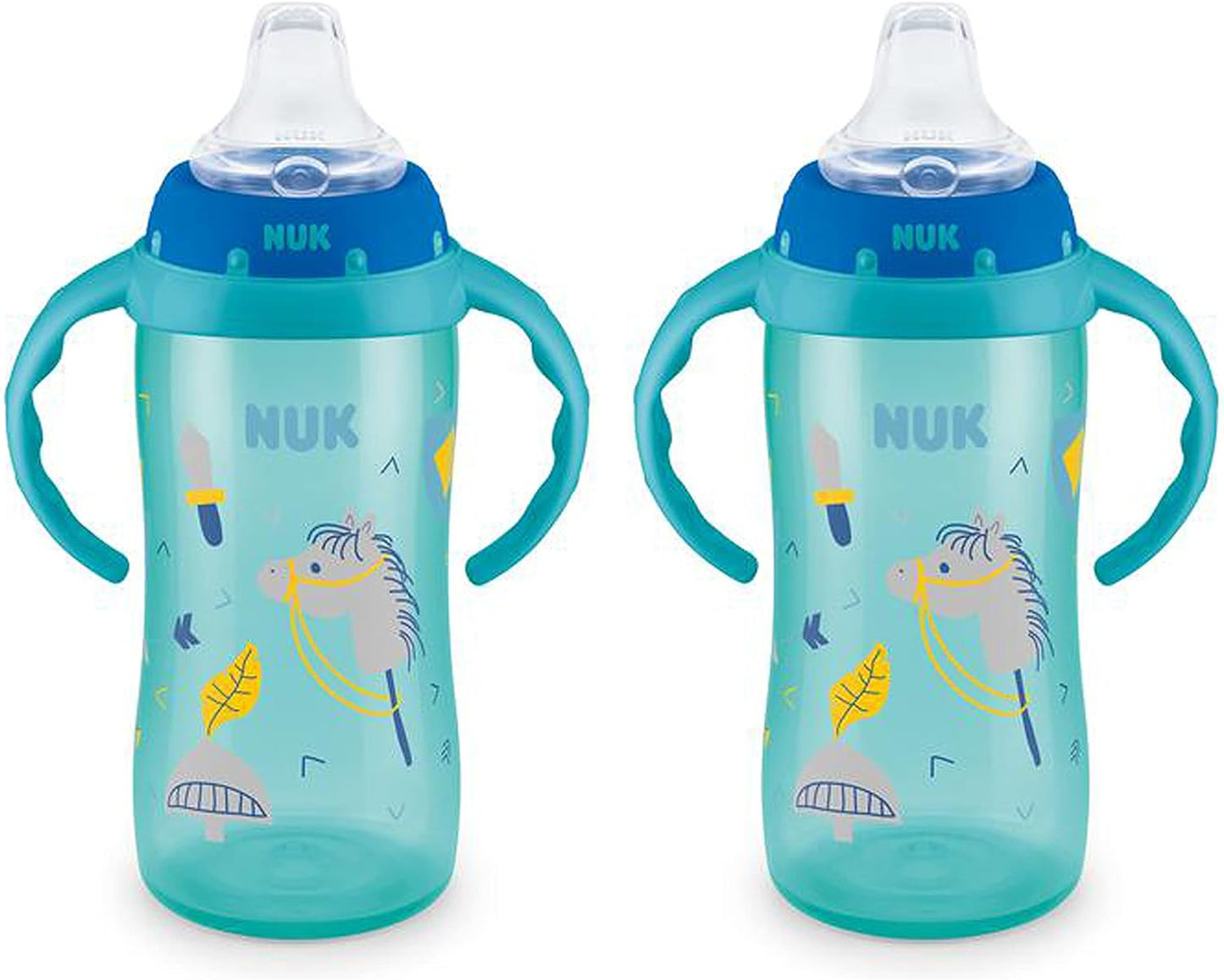 NUK First Choice Large Learner Cup 2.0, 10 oz. Sippy Cup with Handles, Spill Proof, Leak Proof Soft Straw Cup, 2-Pack