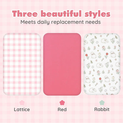 3 Pack Cotton Bassinet Sheets - 35"x19" for Newton, Ezebaby, Evolur Stellar, AMKE 3 in 1 Bedside Sleeper, Ultra Soft & Skin Friendly Bassinet Fitted Sheets, Pink Flower