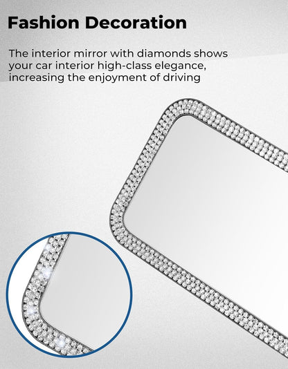 JOYTUTUS Rear View Mirror, Universal 11.81 Inch Panoramic Convex Interior Clip-on Wide Angle Mirror to Reduce Blind Spot Effectively for Car SUV Trucks -Clear