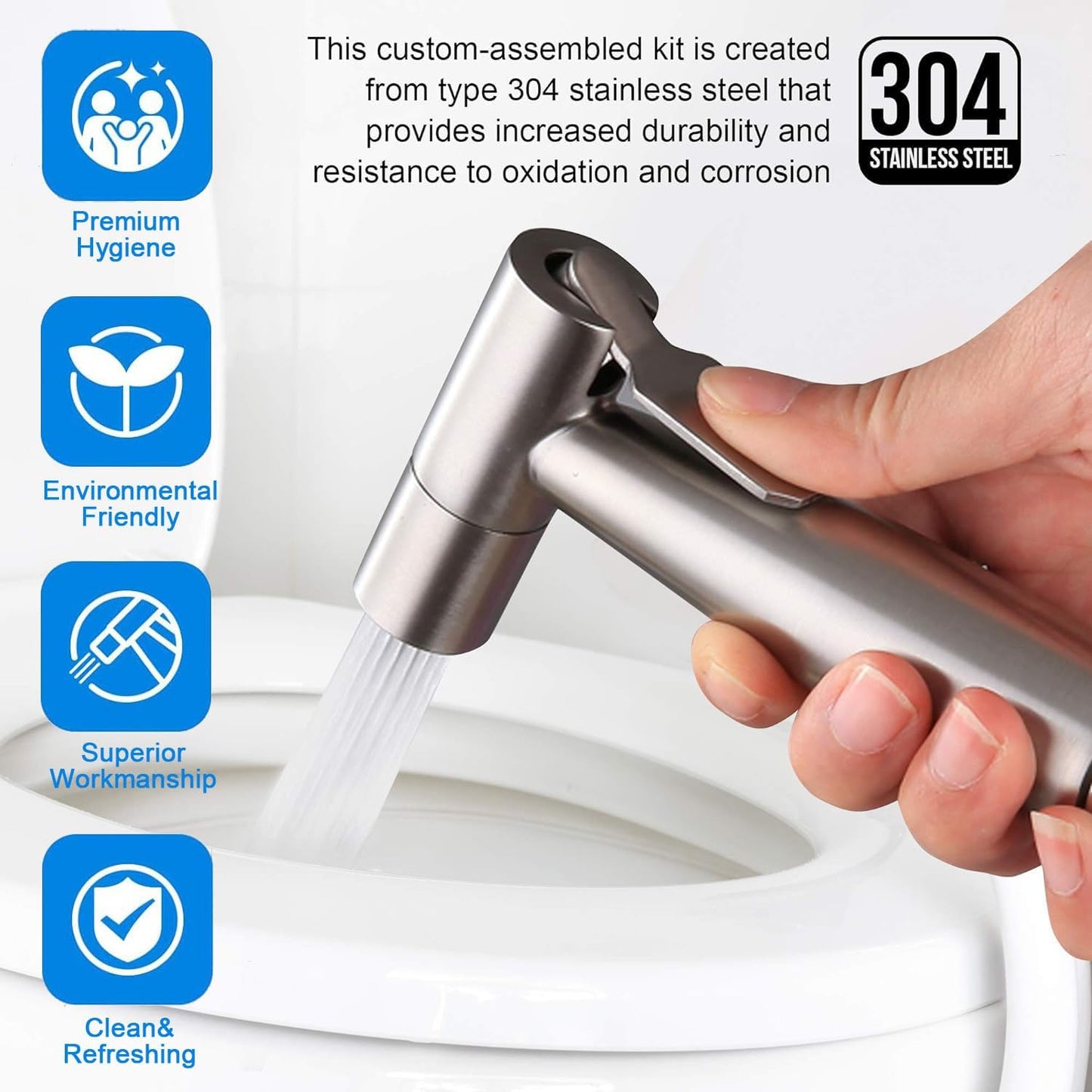 Handheld Bidet Sprayer for Toilet, Bidet Toilet Spray, Adjust Water Pressure Stainless Steel Brushed Nickel Bathroom Toilet Jet Spray, Cloth Diaper Bidet Toilet Sprayer for Baby Wash
