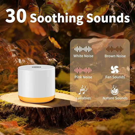 Portable White Noise Machine Mini Sound Machine with Light 30 Soothing Sounds Rechargeable for Adults Baby Kids Sleep Brown Noise Machine with Memory Function 4 Timers for Travel Camping Home Office