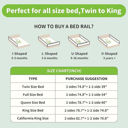 yulongtengfei 3-Piece Queen Size Bed Rail for Toddlers - Adjustable Baby Bed Rail Guard, Kids Safety Bed Rail for Queen Size Bed (78.7"x78.7"x60"-Grey)