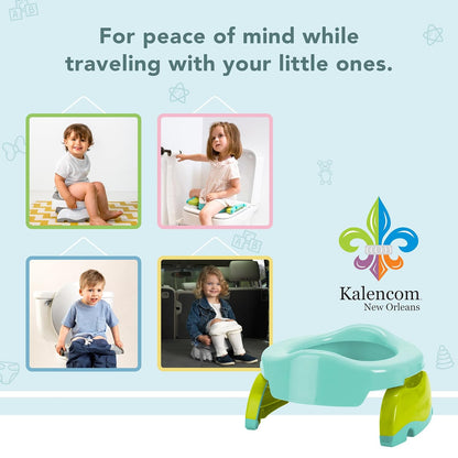 Kalencom Potette Plus 2-in-1 Travel Potty and Trainer Seat - Dual-Purpose Potty Training Toilet Seat - Portable Potty for Toddler Travel - with Durable, Lock-in Legs and Splash Guard - Pastel Mint