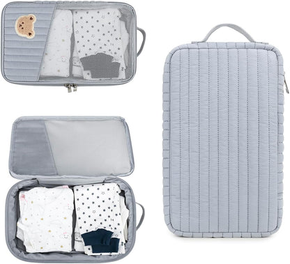 MOMIGO Baby Diaper Bag Organizer Pouches - 2 Pack Waterproof Pod Hanging Diaper Bag Cute Rabbit Bear Mesh Bag Reusable, Washable or Baby Cloth Diapers (Green)