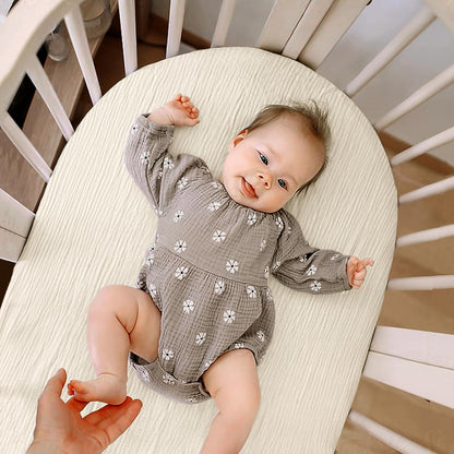 lulumoon Muslin Bassinet Sheets for Baby: Soft Bedside Sleeper Bassinet Fitted Sheets for Boys and Girls
