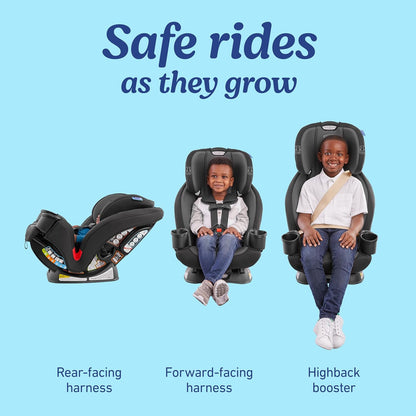 Graco® TriRide 3-in-1 Reclining Car Seat, Clybourne - Rear & Forward Facing Car Seat, Highback Booster, Adjustable Headrest