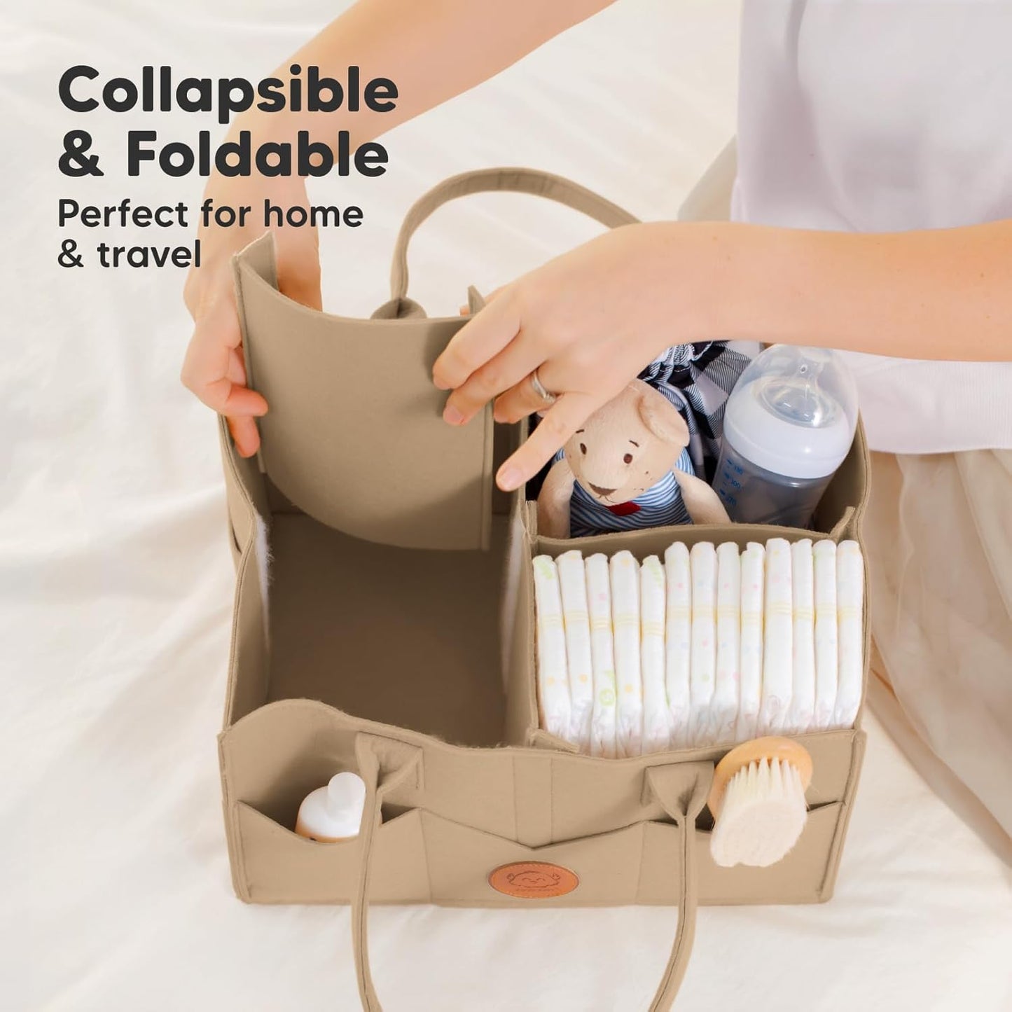 KeaBabies Baby Diaper Caddy Organizer with Handle - Portable Baby Car Organizers and Storage for Nursery, Changing Table, Large Shower Gift Basket for New Mom Gifts & Boy Girl Registry (Mystic Gray)