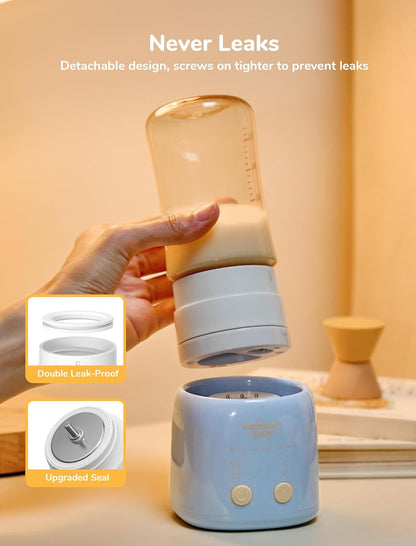 Portable Bottle Warmer On The Go, Includes 9 Brand Adapters, Fast Heating with Precise Temperature Control, Detachable & Leak-Proof Design, Baby Bottle Warmer for Travel - Blue
