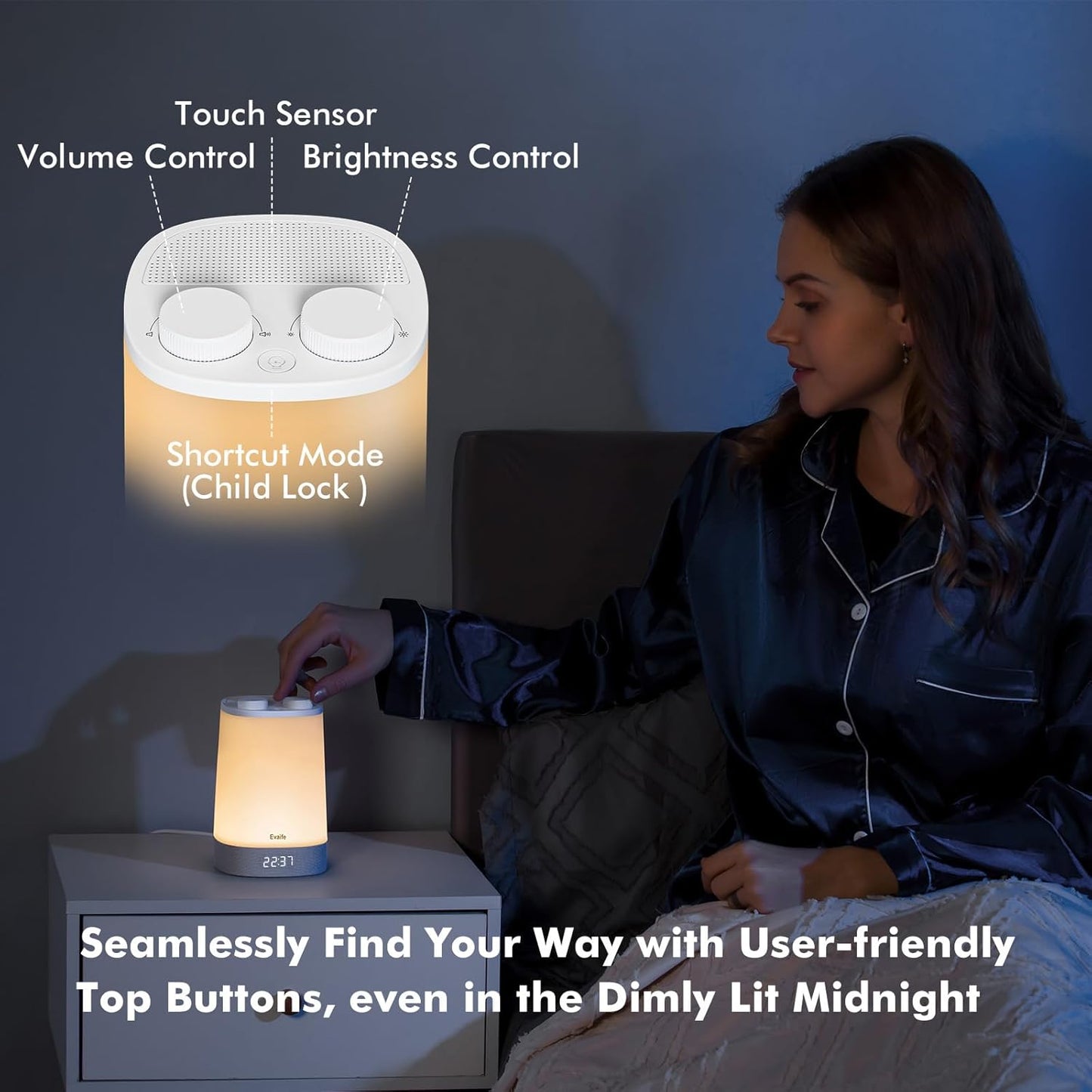 Baby Sound Machine, Nursery Night Light for Kids, Alarm Clock, White Noise Machine for Sleeping, OK to Wake Clock for Toddlers, APP Control, Fan Rain Wave, Sleep Trainer