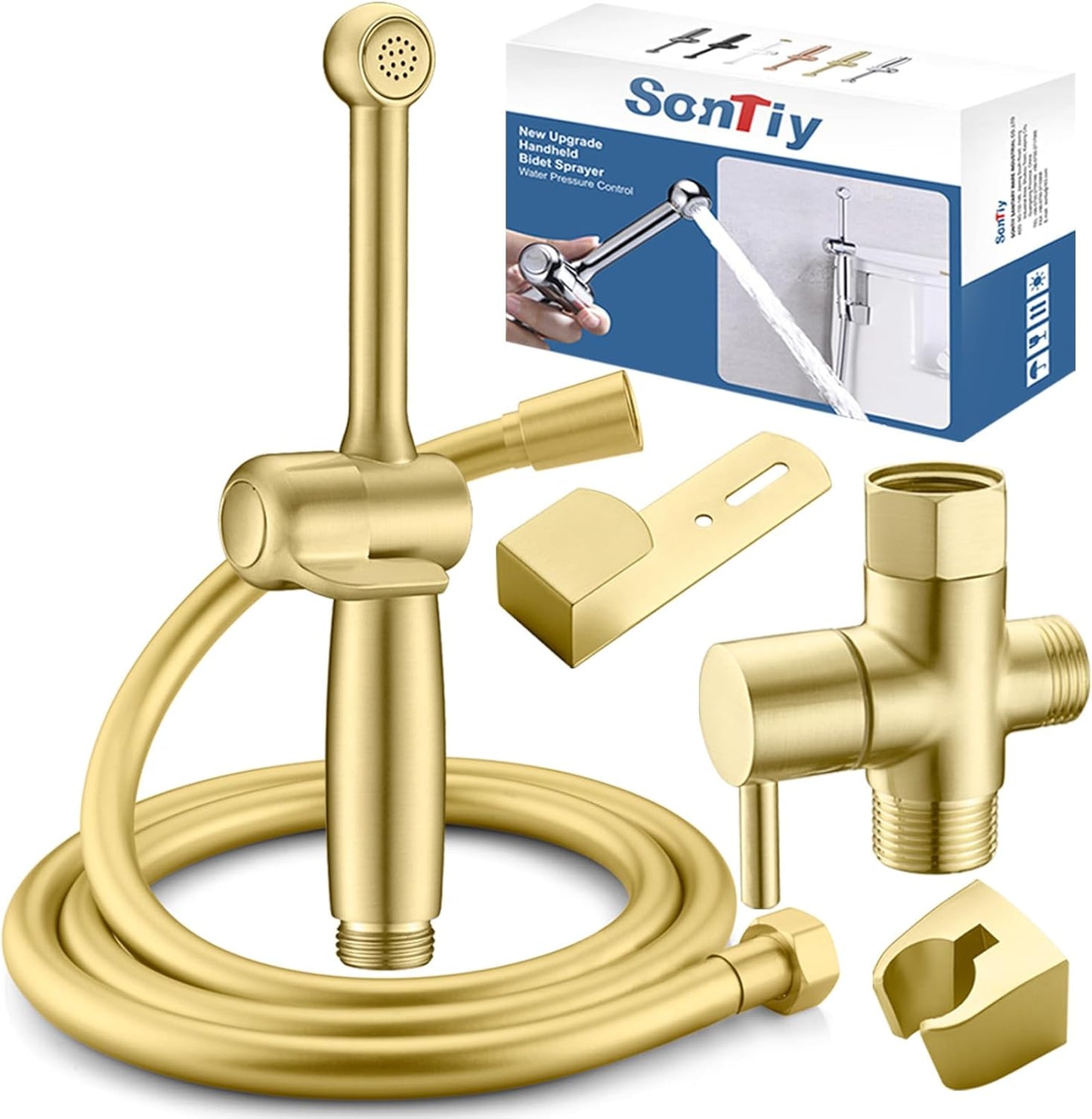 SonTiy Handheld Bidet Sprayer for Toilet, White Cloth Diaper Toilet Sprayer Attachment with Backflow Preventer, Adjustable Water Pressure Toilet Jet Spray for Feminine Wash