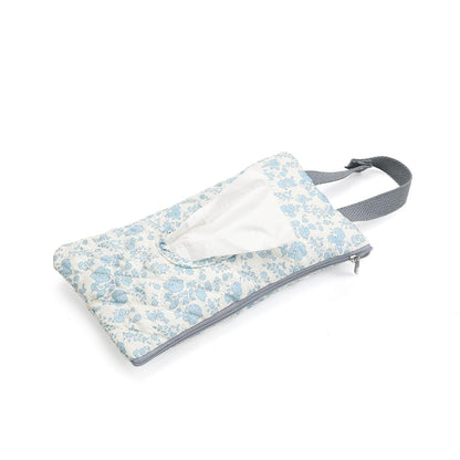 Quilted Baby Wipe Holder Quilted Wipe Pouch Portable Hanging Floral Wet Wipes Bag for Car, Stroller