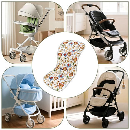 Baby Stroller Cushion,Infant Car Seat Insert-Reversible Universal Breathable and Soft Newborn seat Liner for Stroller,100% Cotton Seat Pad Liner for Newborns-34x78cm,1 Pack(Happy Zoo)