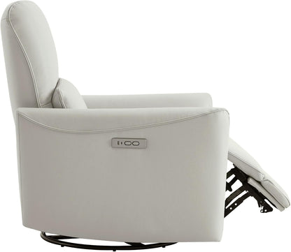 CHITA Power Recliner Chair Swivel Glider, FSC Certified Upholstered Living Room Nursery Reclining Sofa Chair with Lumbar Support, Linen