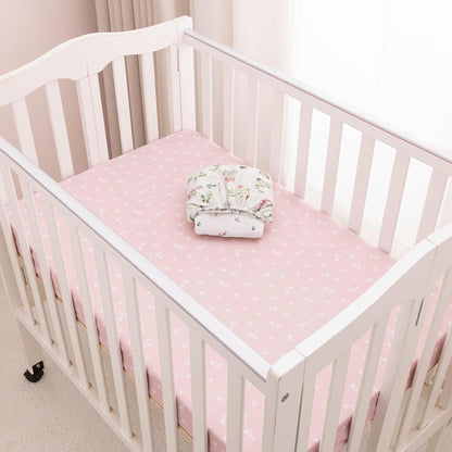 PHF 3 Pack Soft Mini Crib Sheets, Floral & Animal Pack N Play Sheets for Baby Boys Girls, No Slip Universal Fit for Pack N Play, Playard, Portable and Mini Crib Mattresses,Floral & Animal