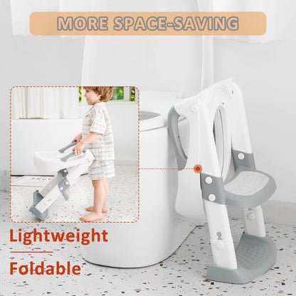 JASSONE® Potty Training Seat, Toddler Step Stool, 2 in 1 Potty Training Toilet for Kids, Baby Seat with Splash Guard and Anti-Slip Pad for Boys Girls Potty Training, Grey