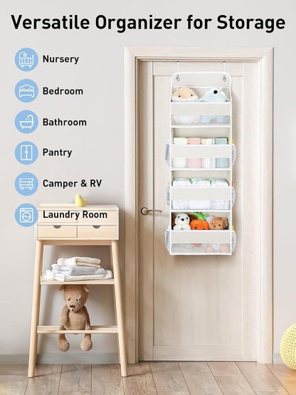 Yecaye 1 Pack Over the Door Organizer, 35.2lbs Load Toy Stuffed Animal Storage, Swing-proof Hanging Bathroom Organizers and Storage for Nursery Newborn Baby Essential Stuff Dorm Room Essentials