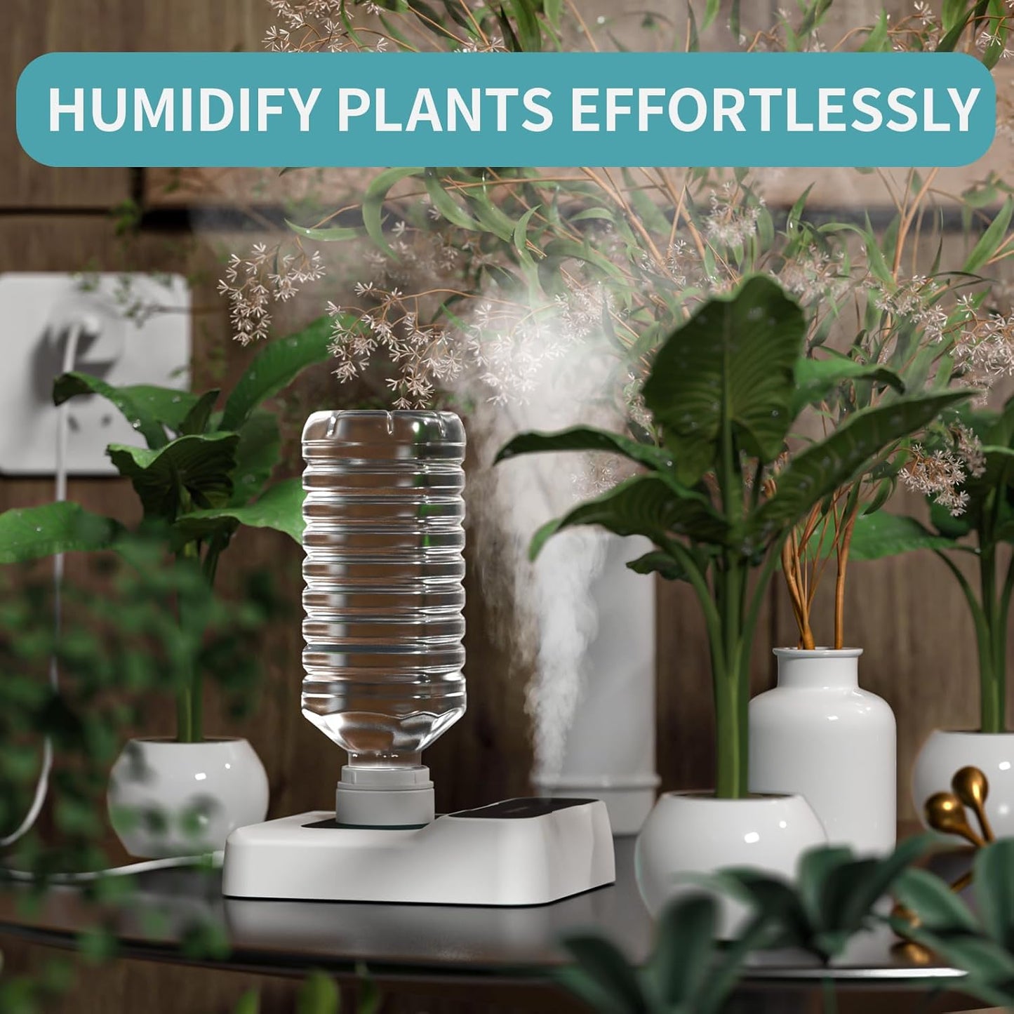 Travel Humidifier, Portable Small Humidifier for Plants, Bedroom, Office, Hotel or Car, 5000mAh Battery Operated Mini Cool Mist Humidifiers, Quiet 23dB, Auto-off, Night Light & BPA-Free, Green