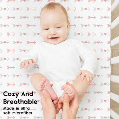 Yoofoss Pack and Play Sheets Fitted, Mini Crib Sheets 2-Pack for Pack N Play Mattress, Stretchy Playard Sheet, Soft and Breathable Green+Giraff