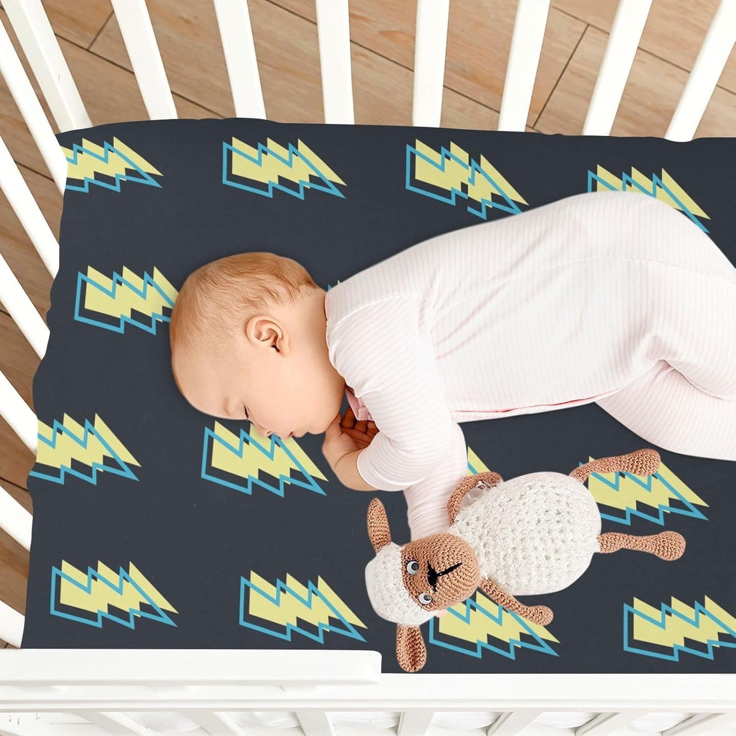 Fitted Crib Sheets Pink Checkered and Bows Stretchy Portable Playard Sheets for Baby Toddler, Breathable Soft Mini Crib Mattress 39 x 27 in for Boys and Girls