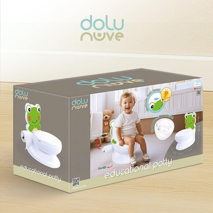 Dolu Nuve Frog Potty Chair for Baby and Toddler Training with Light and Sound, Toilet Paper Holder, and Removable Seat, White