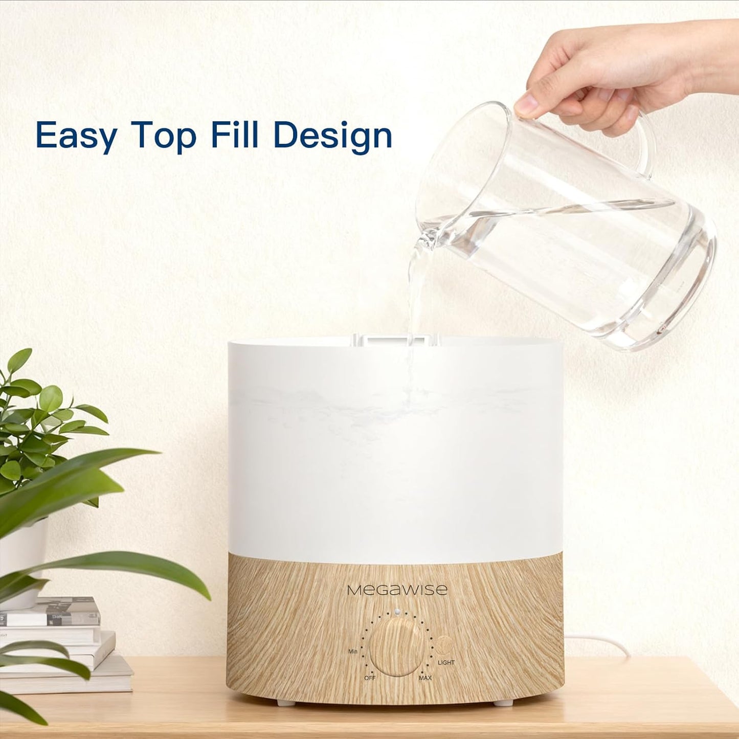 MegaWise Ultrasonic Cool Mist Humidifier | Quiet Operation, Top Fill, Auto Shut-Off | Ideal for Bedroom, Baby Room, and Plants (3.5 L)