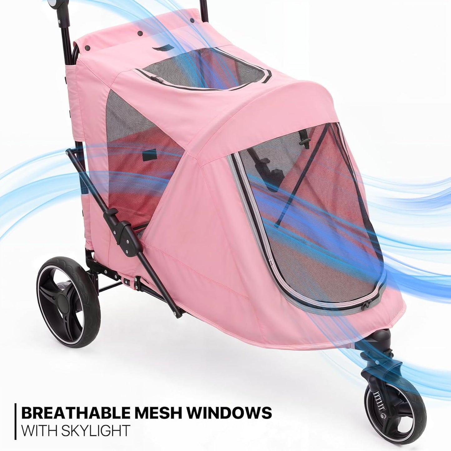 MoNiBloom Large Pet Stroller with Anti-Slip Ramp, Heavy Duty Dog Stroller Up to 99lb, Safe & Gentle Mobility Aid, All-Terrain Wheels, Idea for Injured, Disabled, & Senior Dog