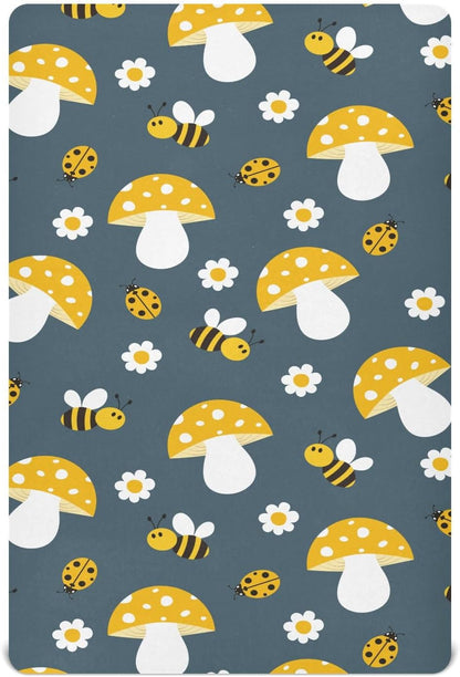 Fitted Crib Sheets White Bears with Clouds Stretchy Portable Playard Sheets for Baby Toddler, Breathable Soft Mini Crib Mattress 39 x 27 in for Boys and Girls