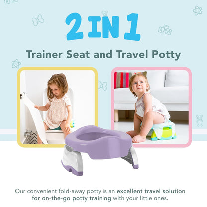 Kalencom Potette Plus 2-in-1 Travel Potty and Trainer Seat - Dual-Purpose Potty Training Toilet Seat - Portable Potty for Toddler Travel - with Durable, Lock-in Legs and Splash Guard - Pastel Mint