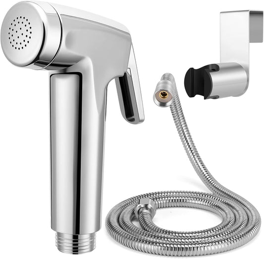 Handheld Bidet Sprayer for Toilet and Bathroom - Cloth Diaper Jet Spray Set With 3 Nozzles, Hose, and Holder