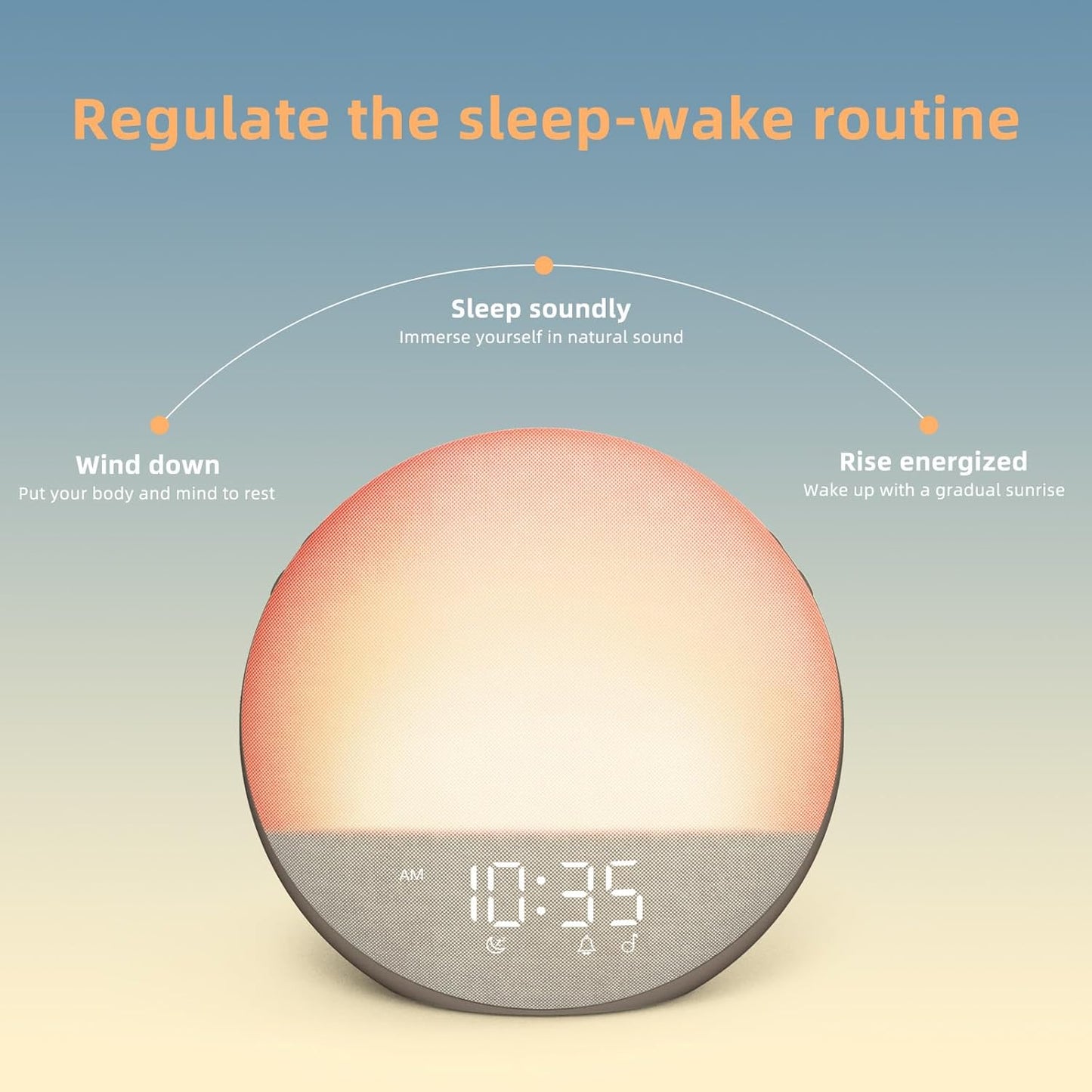 Sunrise Alarm Clock White Noise Machine: Natural Wake Up Light - Dimmable Clock with Bluetooth Speaker for Bedroom - 25 Sleep Sounds for Baby Adults Kids Putty