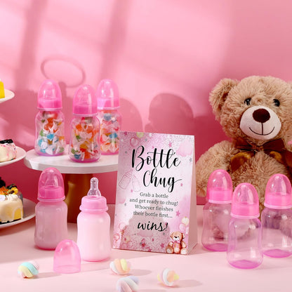 TrelaCo Bottle Chug Baby Shower Game 20 Pcs Baby Bottles Shower Favor with 1 Greenery Theme Sign for Gender Reveal Party Supplies Gifts(Green)