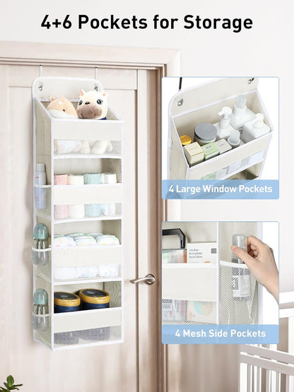 Yecaye 1 Pack Over the Door Organizer, 35.2lbs Load Toy Stuffed Animal Storage, Swing-proof Hanging Bathroom Organizers and Storage for Nursery Newborn Baby Essential Stuff Dorm Room Essentials