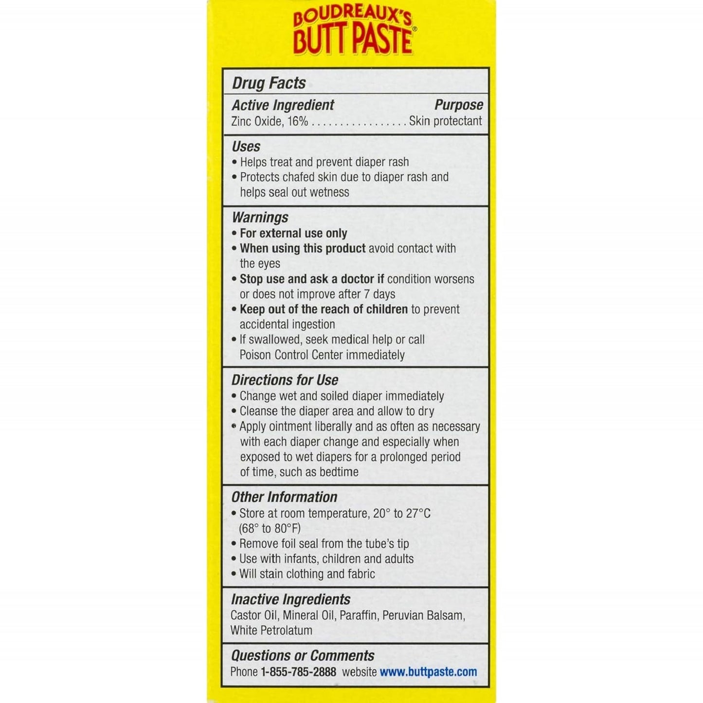 Boudreaux's Butt Paste Diaper Rash Ointment | Original Formula | 2-Ounces Tube | 1-Unit