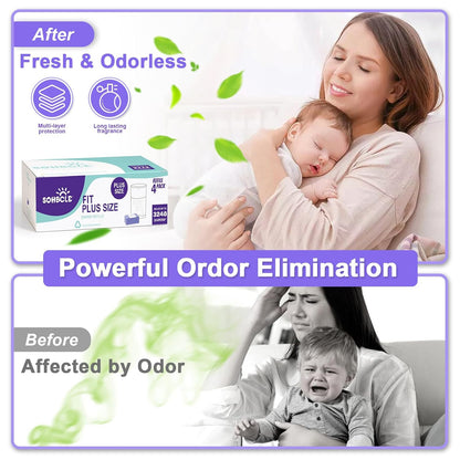 Diaper Pail Refill Bags Compatible with Dekor Plus Diaper Pail Refills 8 Pack Extra 12% Length,Holds up to 5336 Diapers,Extra 30% Thickness Powerful Odor Eliminate Lavender Scent for Baby/Adult