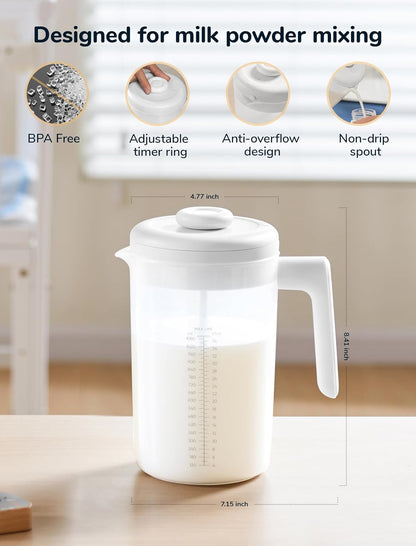 Electric Formula Pitcher, 36 oz Baby Formula Mixing Pitcher, Automatic Baby Formula Mixer, Bidirectional Stirring Breastmilk Pitcher, Locking Lid Smooth Formula Maker Milk Storage for Fridge（Green)