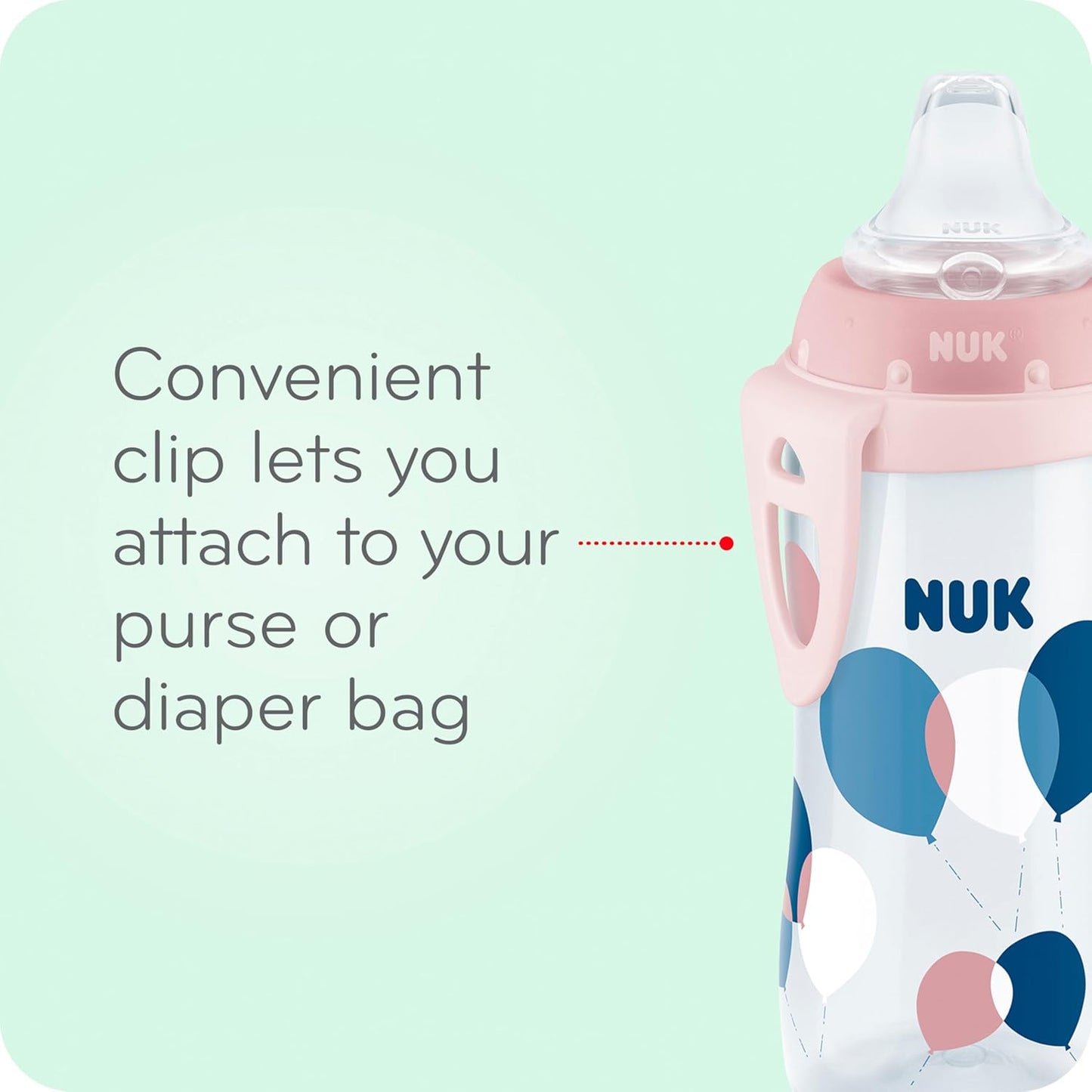 NUK Active Spill Proof Sippy Cup, 10 oz, 2 Pack, 8+ Months, Pink – BPA Free, Spill Proof Sippy Cup