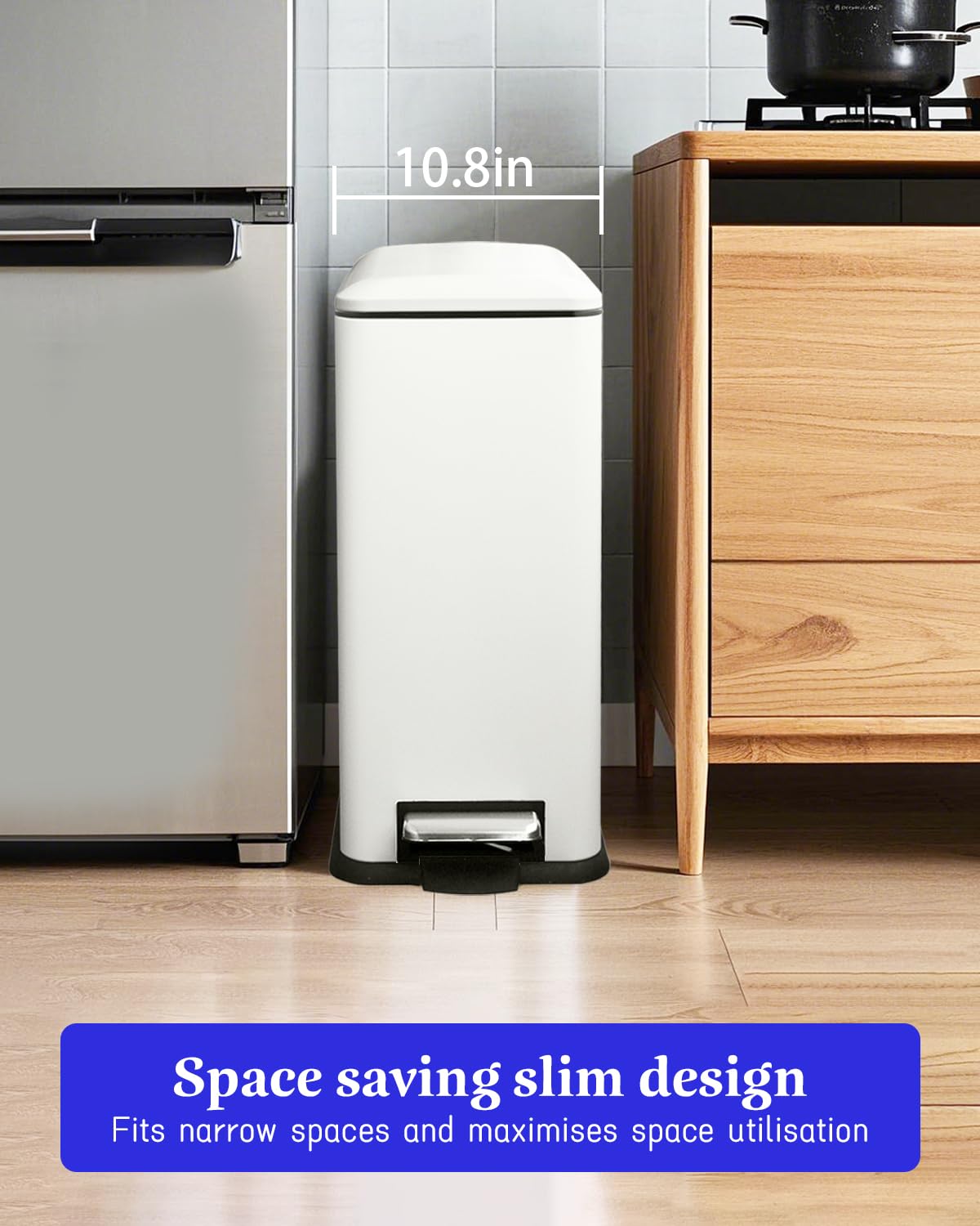 Diaper Pail, Airtight Odor Control Baby Diaper Bin with Childproof Lock, Stainless Steel Garbage Pail with lid, 15 Liter/ 4 Gallon Compact Nursery Trash Can with Removal Inner Liner, Blue