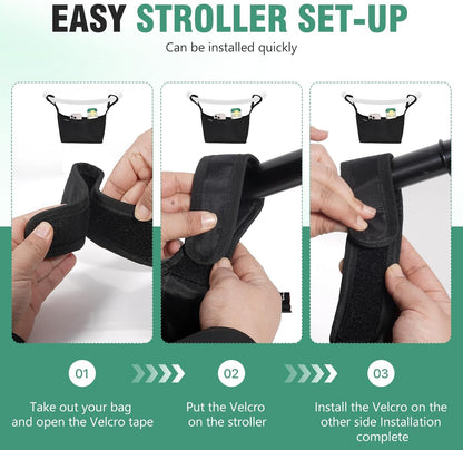 Stroller Caddy, Universal Stroller Organizer,600oz Large Storage Stroller Organizer Bag Fits for Uppababy, Baby Jogger, Britax, BOB, Cruz, Minu, G-Series ,Most Strollers