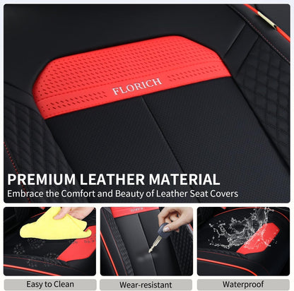 FLORICH Car Seat Covers Full Set, Automotive Seat Covers, Black Car Seat Cover, Waterproof Seat Protectors Universal fit for Car Truck Van SUV - Black