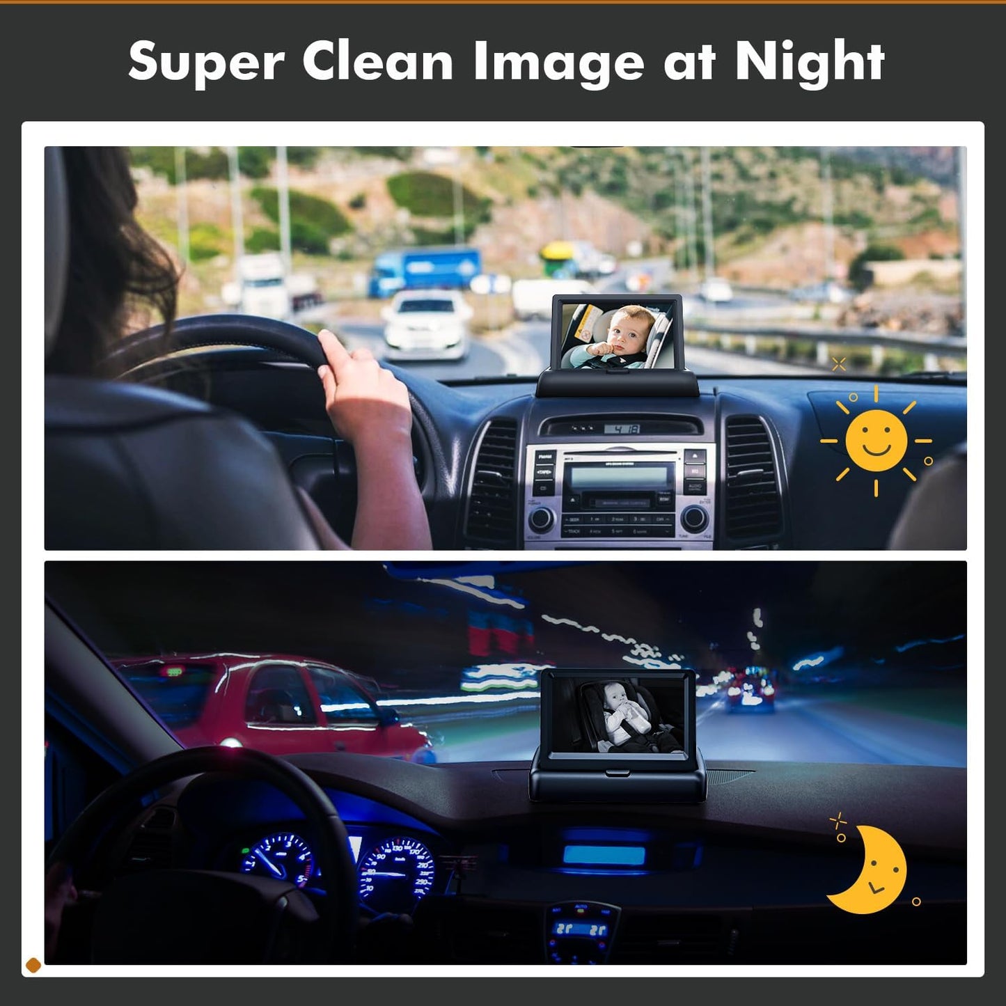 Itomoro Baby Car Mirror, View Infant in Rear Facing Seat with Wide Crystal Clear View,360° Rotation Plug and Play Easy Install baby car monitor 1080p