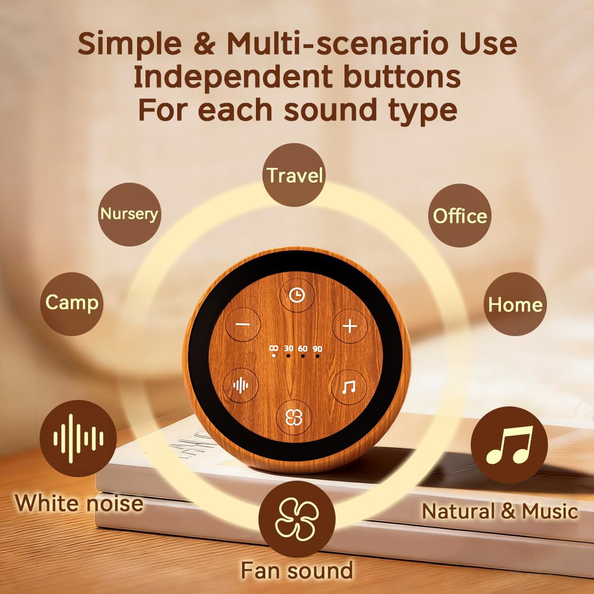 Continuous Sound Machine Battery Small White Noise Machine for Baby Kids Adult with 32 Soothing Sounds 32 Volume Levels Sleep Brown Noise Machine for Travel Office Privacy with 4 Timer & Memory