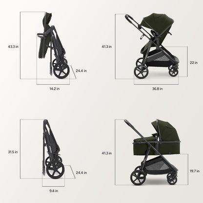 Mompush Baby Stroller, Convertible 2-in-1 with Bassinet Option, Infant Car Seat Compatible, Includes Adapter - Sturdy Full-Size Infant Stroller for Family Adventures