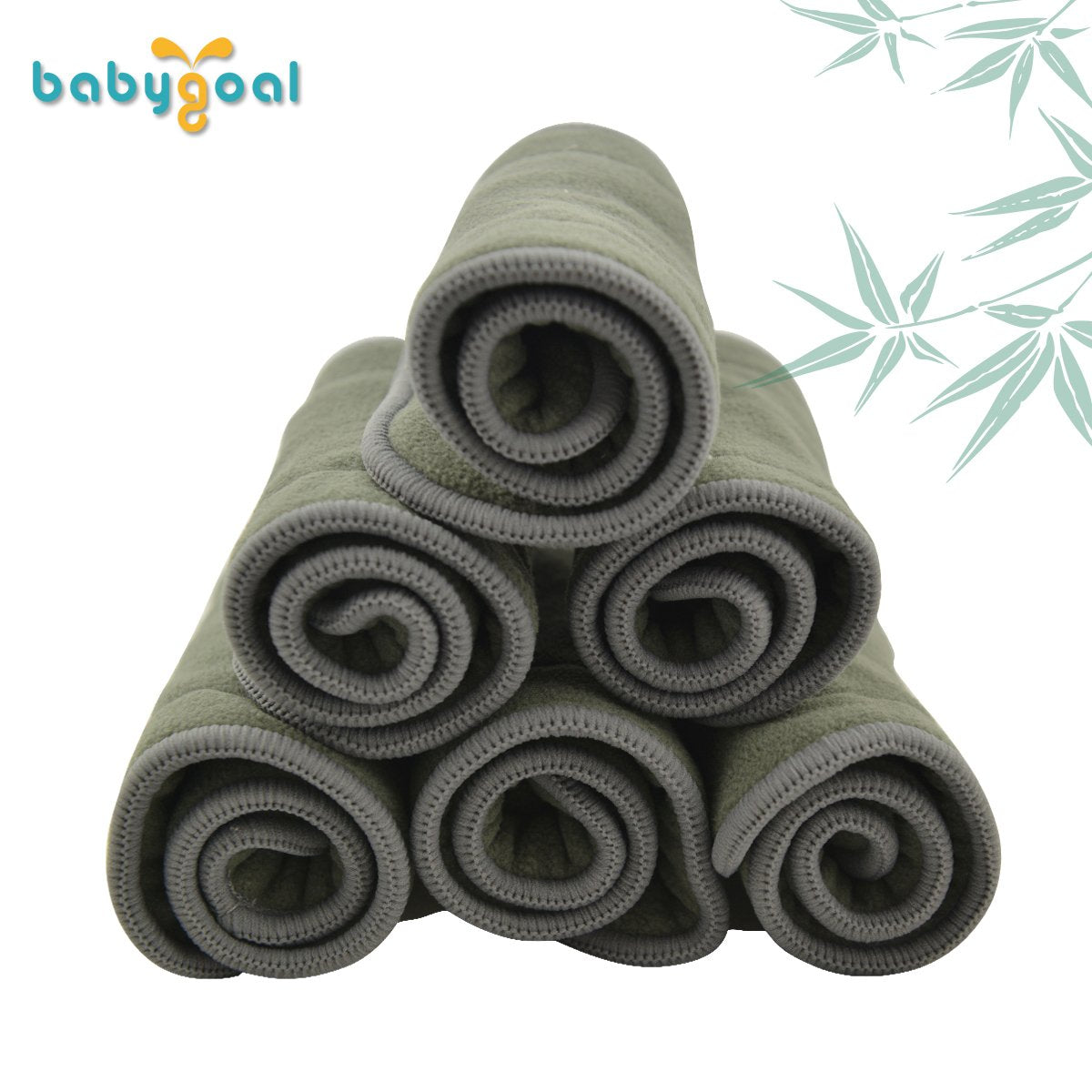 Babygoal Reusable Cloth Diaper Inserts Pack of 12, Absorbent & Breathable Liners, 3-Layer Microfiber Inserts for Cloth Diapers