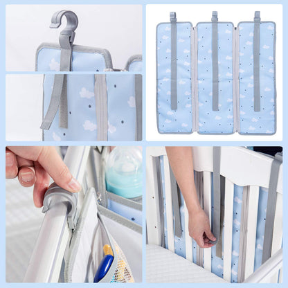 Orzbow 3-in-1 Hanging Diaper Caddy Organizer for Changing Table, Nursery Organization and Diaper Stacker for Crib Wall, Removable Diaper Organizer for Baby Girl Essentials, Pink