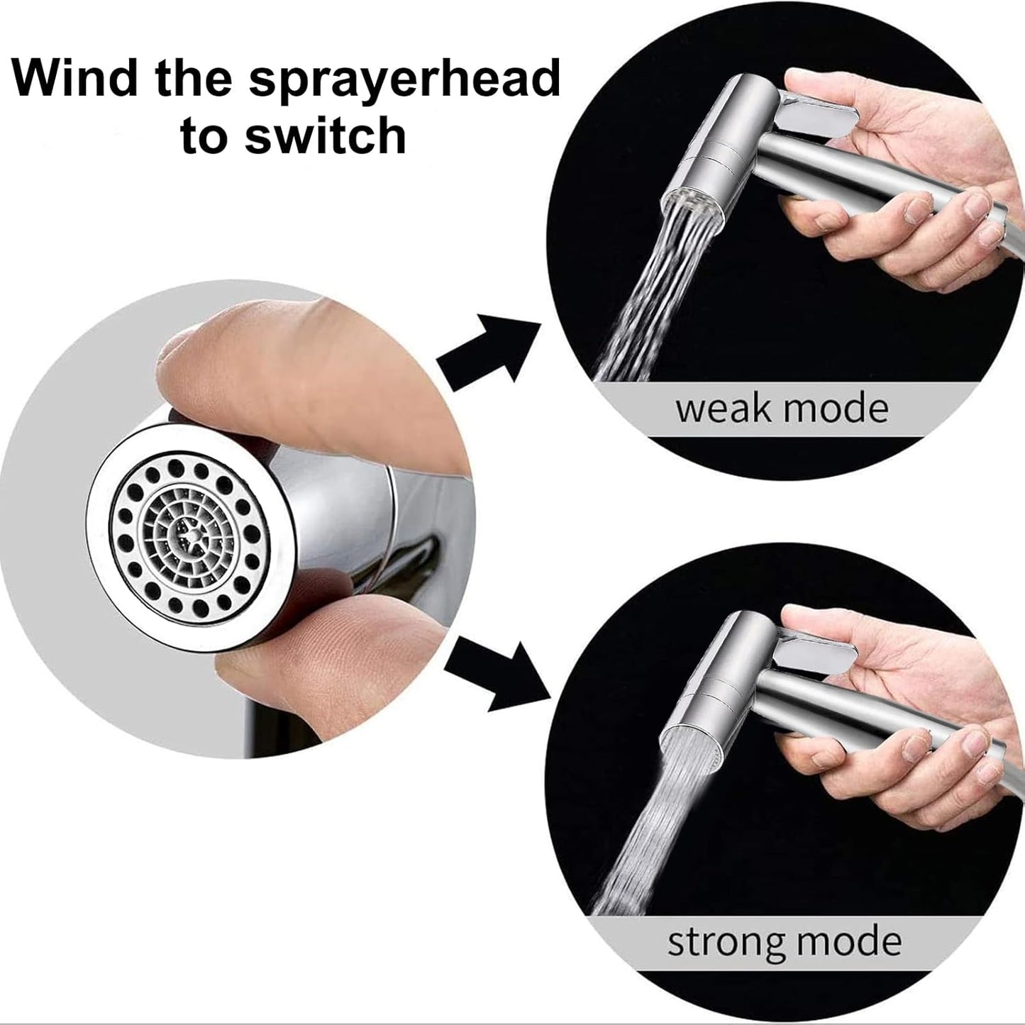 Handheld Bidet Sprayer for Toilet, Dual Mode Spray Head (Jet/Soft) Baby Cloth Diaper Sprayers Bide t for Toilet Stainless Steel Bathroom Hand Held (Bide t Sprayer Head Only)