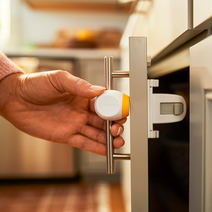 Safety 1st Adhesive Magnetic Cabinet Locks, Includes 20 Child Locks for Cabinets & Drawers, 2 Keys, White