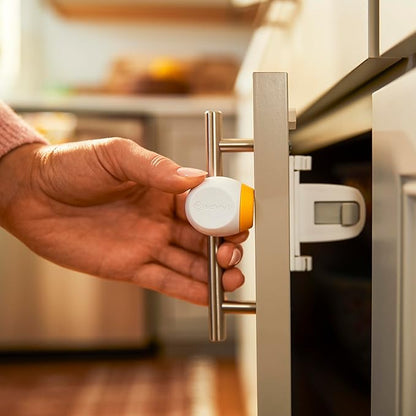 Safety 1st Adhesive Magnetic Cabinet Locks, Includes 2 Child Locks for Cabinets & Drawers, 1 Key, White